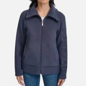 NEW Calvin Klein Jeans Womens S Full-Zip Fleece Sweatshirt Navy Blue Polyester